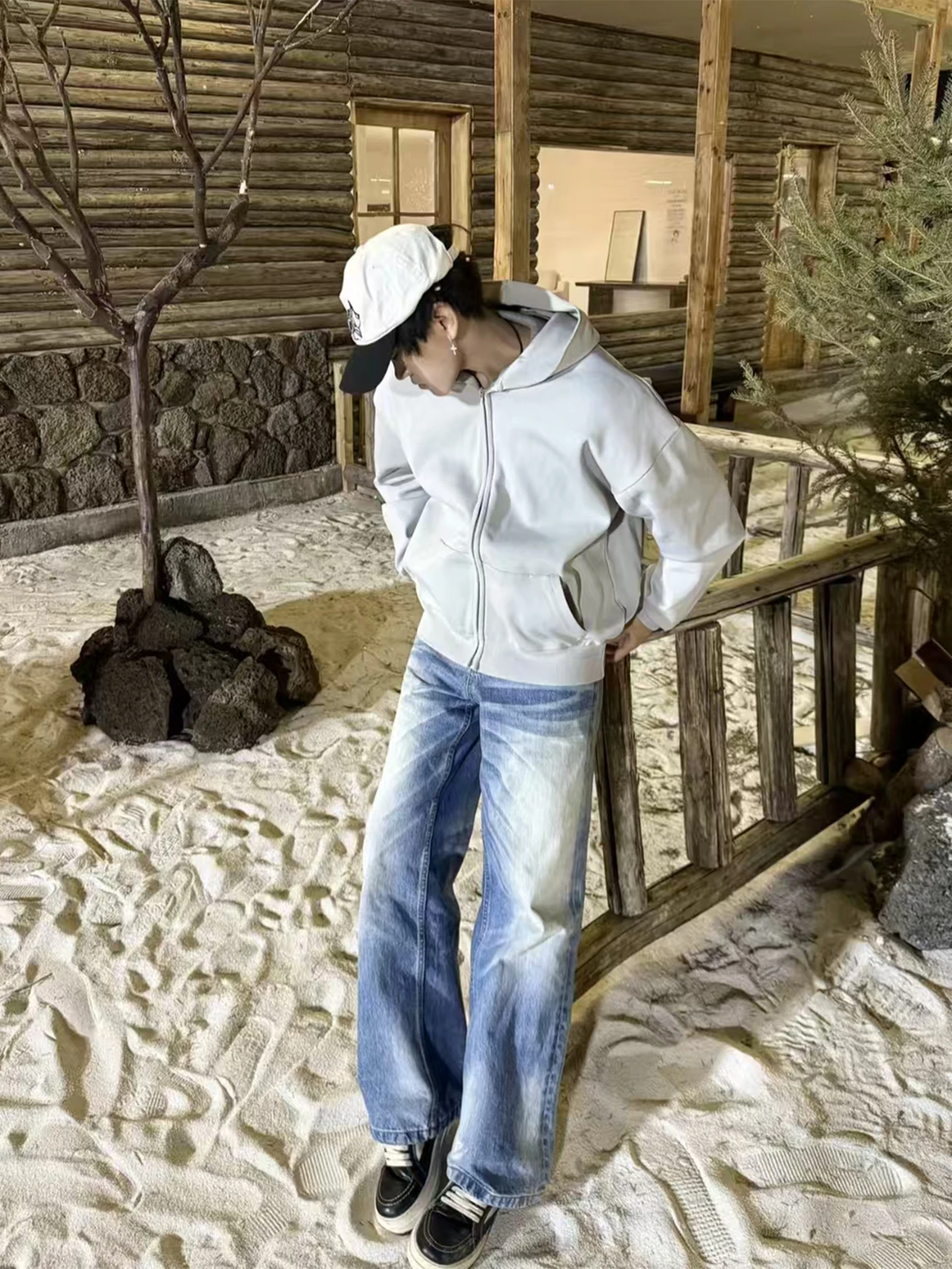 

Мужские джинсы Waed Blue с узором «Усы», прямой крой, средняя посадка, винтажный американский стиль, для зимы, комфортная посадка