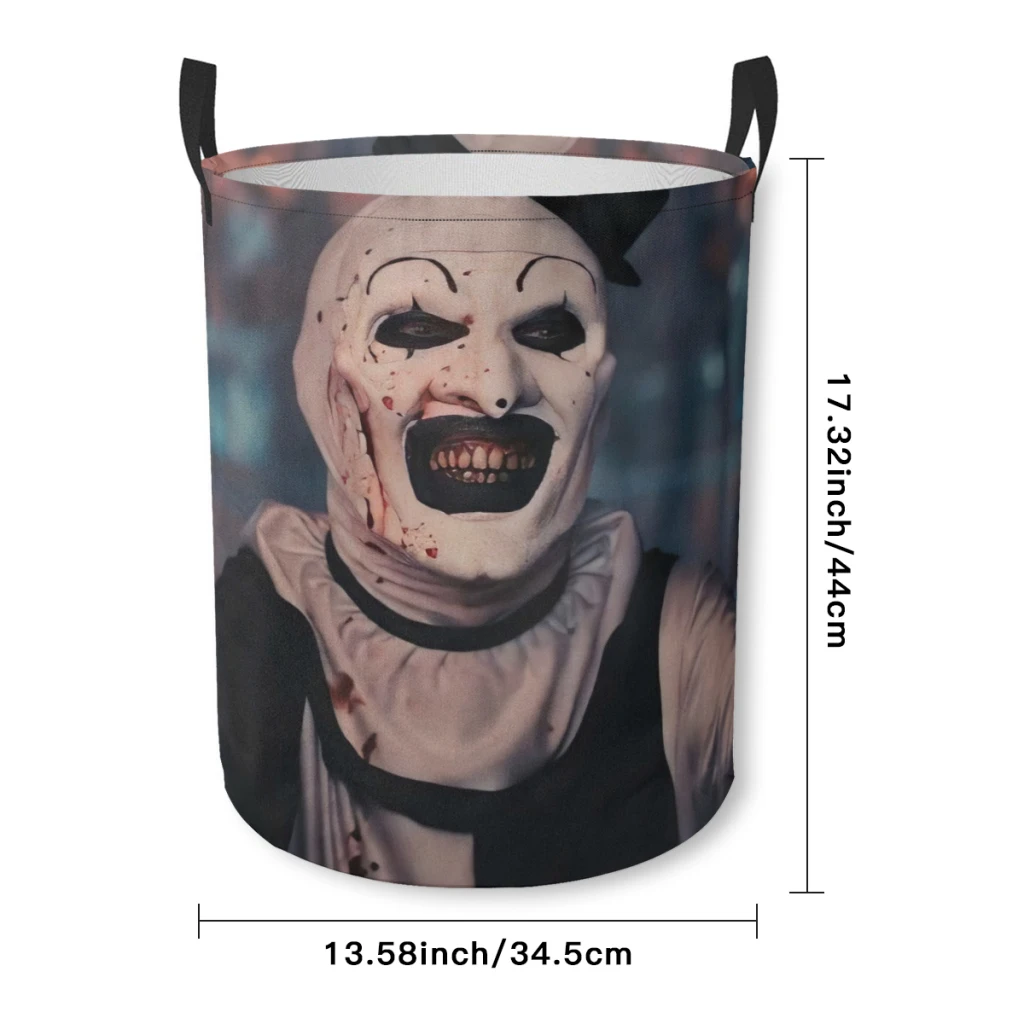 Household Fabric Dirty Cloth Basket Storage BucketCute Terrifier Horror Movie Home Folding Toy Storage Basket Laundry Basket