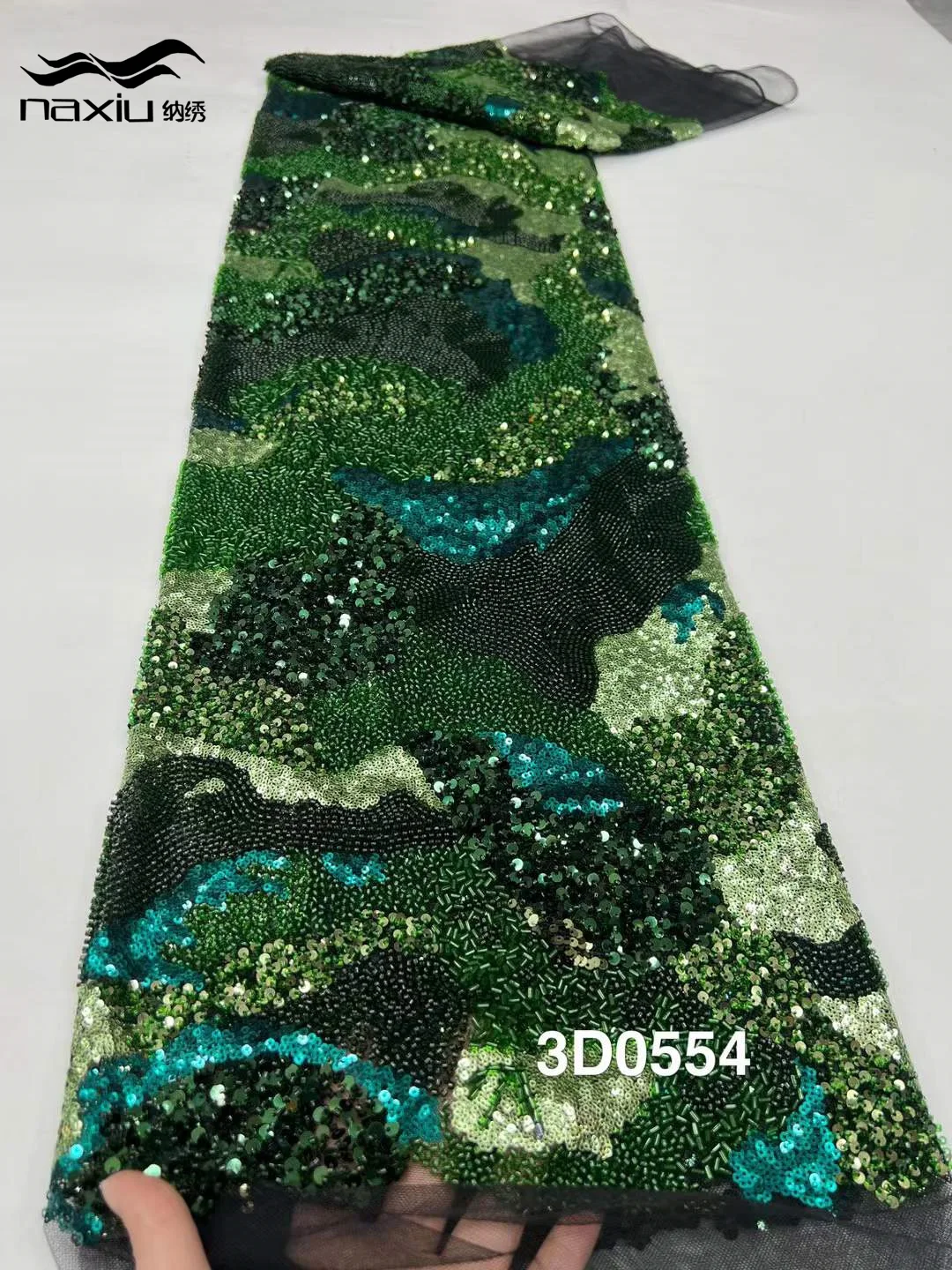 

Роскошная зеленая кружевная ткань Madison в африканском стиле с тяжелыми бусинами, высокое качество, 2021, 5 ярдов, сетка с вышивкой нигерийского жемчуга и блестками