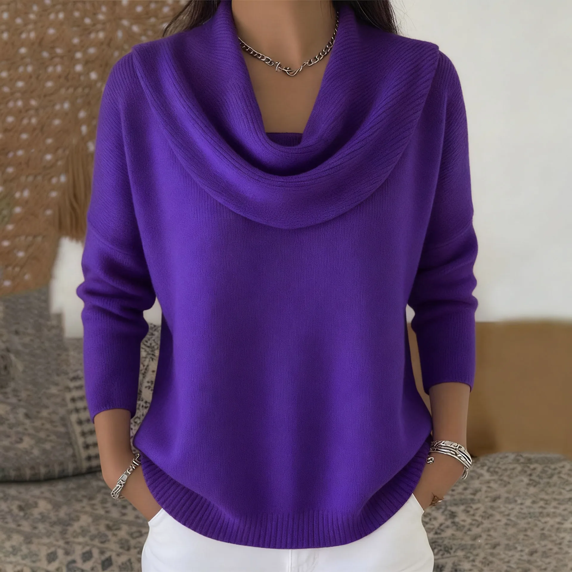 Women's 2026 Autumn/Winter Solid Color Long Sleeve Sweater Tops Fashionable And Stylish Knitwear for Ladies 11 Sa6e3639b53054cfcabf56b1371c63fe23