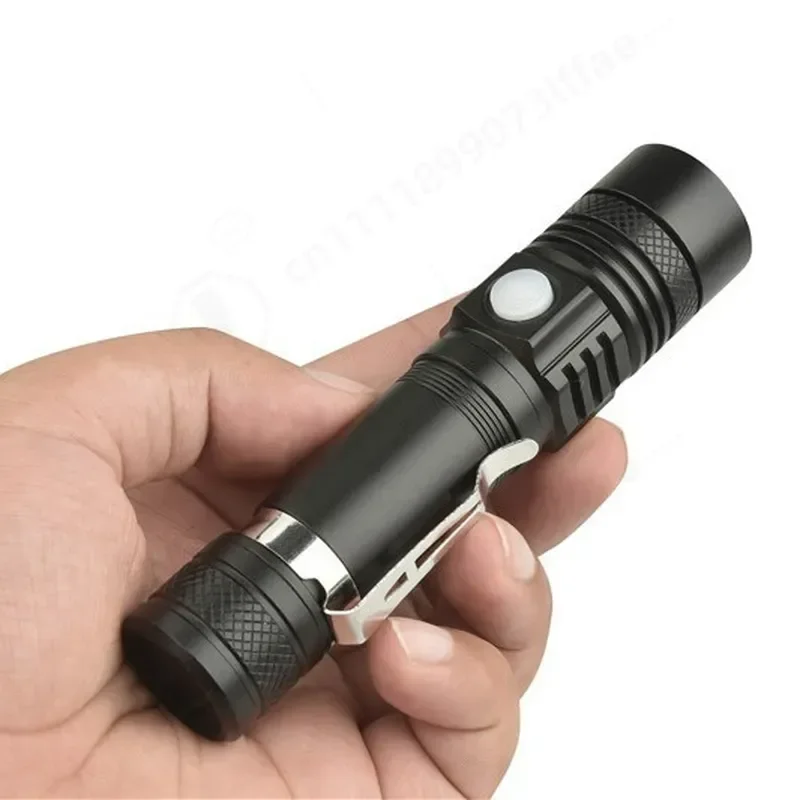 T6 Strong Light Flashlight Telescopic Zoom USB Charging Mini Flashlight Outdoor Emergency Searchlight