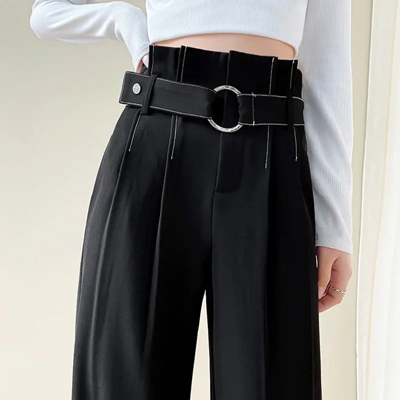 

Wide Leg Pants Women's Autumn and Winter Thin Pants New Elastic High Waist Casual Loose Straight Suit Long Trousers Z48