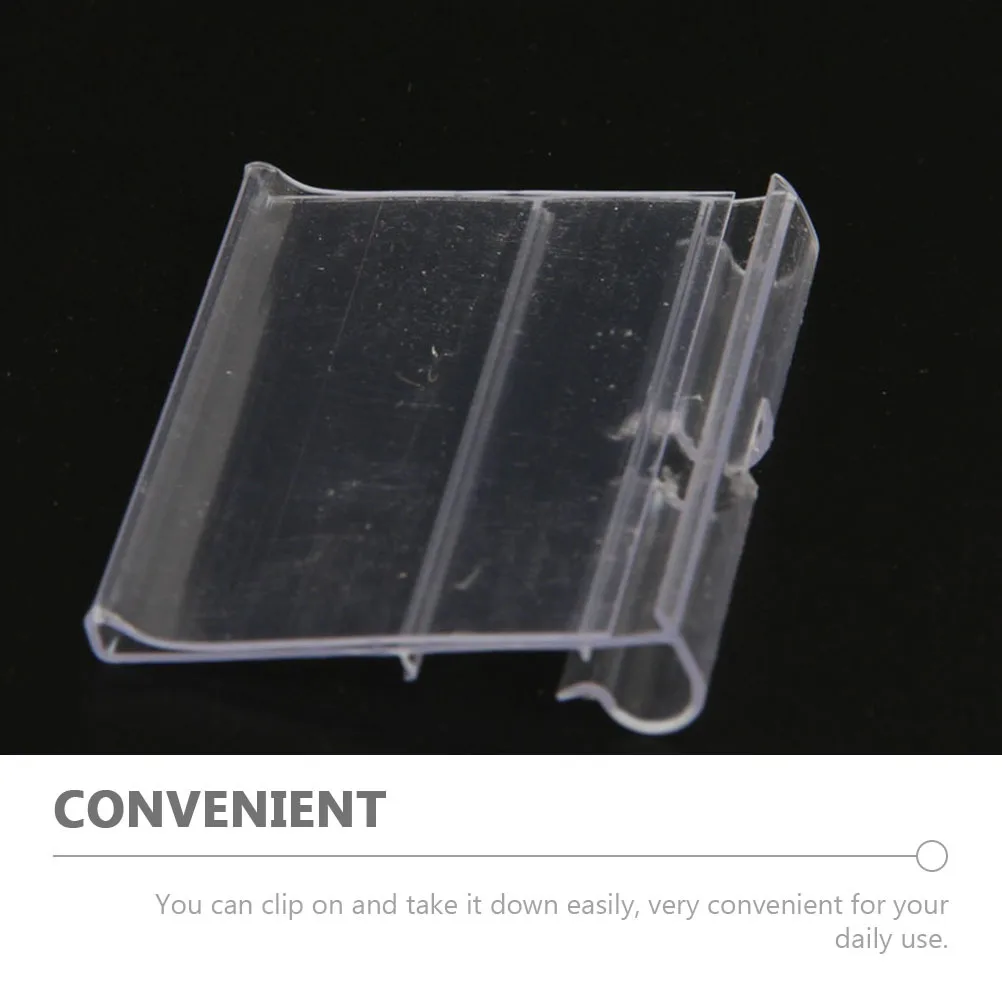 50개 다용도 가격표 홀더 소매 진열대 쉬운 클립 사용 투명 디스플레이 스탠드 상점 라벨 홀더