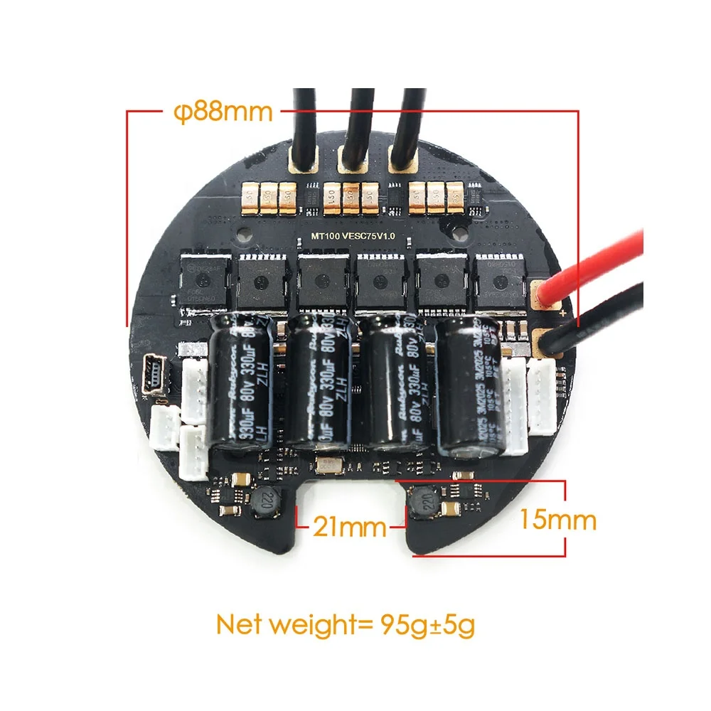 Maytech-CONTROLADOR DE VELOCIDAD redondo para Robot cortacésped, dispositivo de alta tensión para robótica ROV, Control remoto, VESC6 MTSVESC7.5R 50A 72V