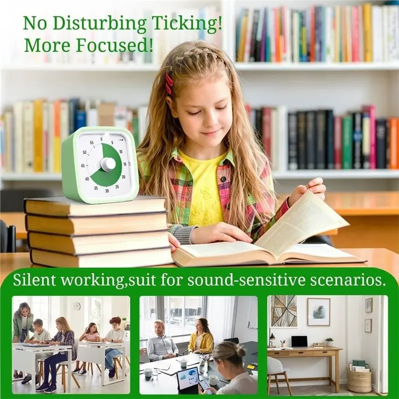 SHGO-Visual Timer For Kids And Adult, 60-Min Countdown Timer,Cute Timer With Silicone Case For Homeschool Study