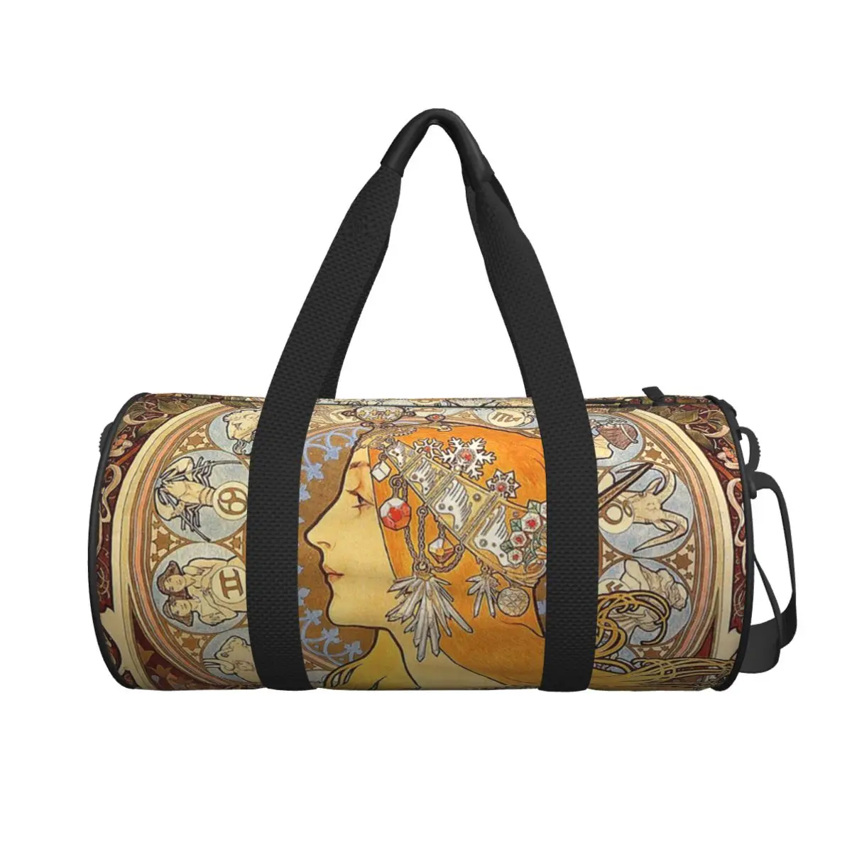 

Alphonse Mucha Zodiac Art Nouveau Woman Large Duffle Gym Bag Waterproof Duffle Travel Bags Handbags Fitness bag