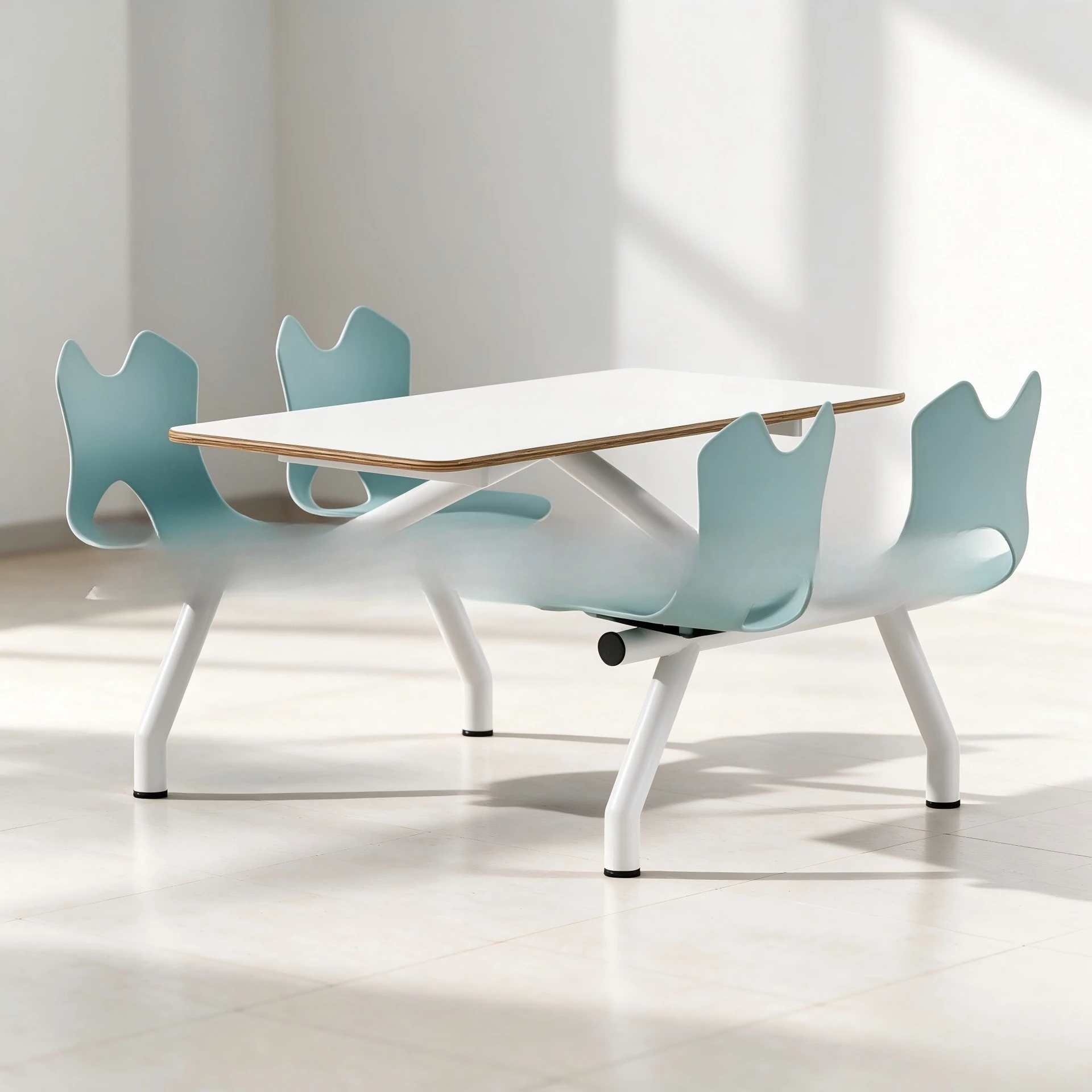 One-piece fast food table and chair four-person canteen dining table and chair school one-piece table restaurant rock slab