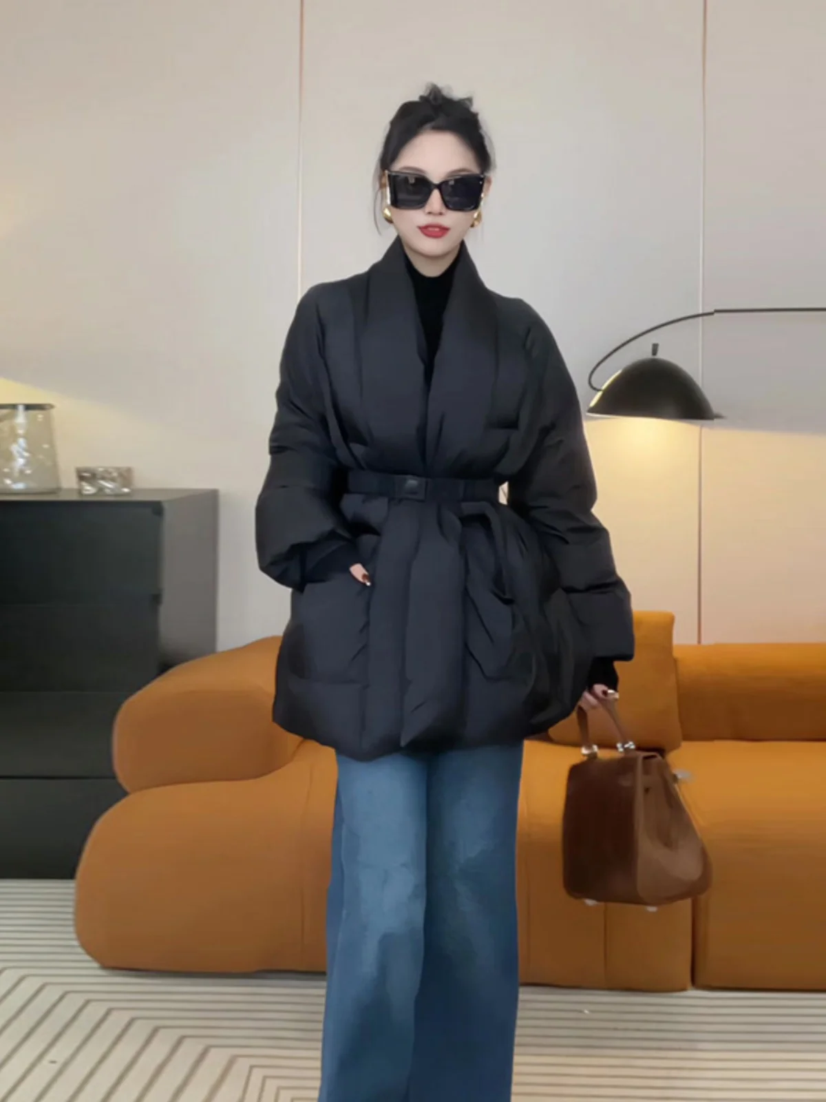 

Модная женская хлопковая куртка в китайском стиле, приталенная, с поясом, стильное пальто для повседневной носки, корейский стиль, с длинными рукавами