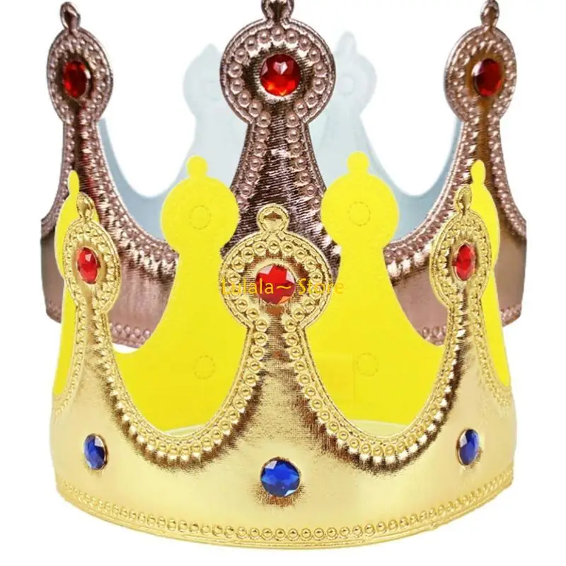Y4QA King Crowns Kids Birthday Party Hat for MardiGras Halloween Christmas Headwear