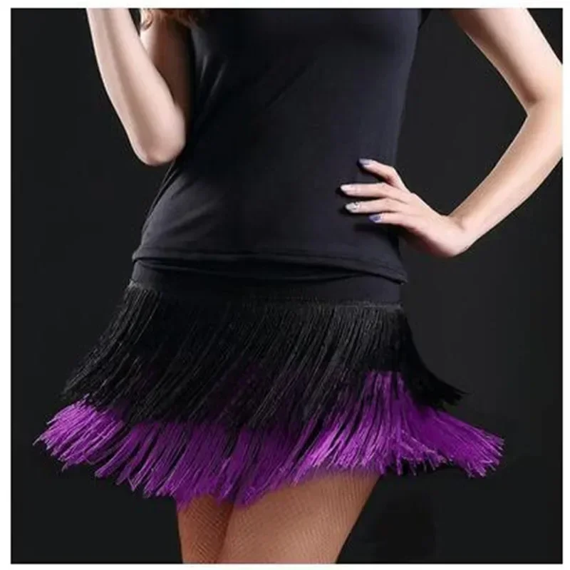 Latin Dance Dress Girl Skirt Adult Double Tassel Stage Performance Fringe Female Tango Ballroom Chacha Dancewear Women 2024