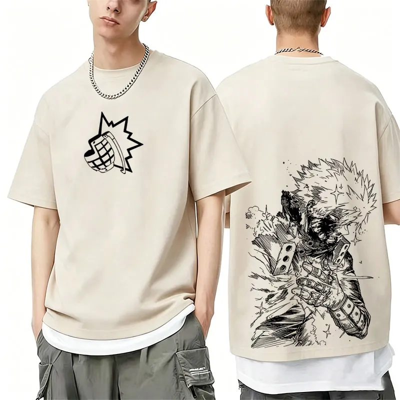 Anime My Hero Academia Bakugou Katsuki Merch T Shirts Men Women Summer Casual Vintage T-shirt Tops Male Manga Cosplay Streetwear
