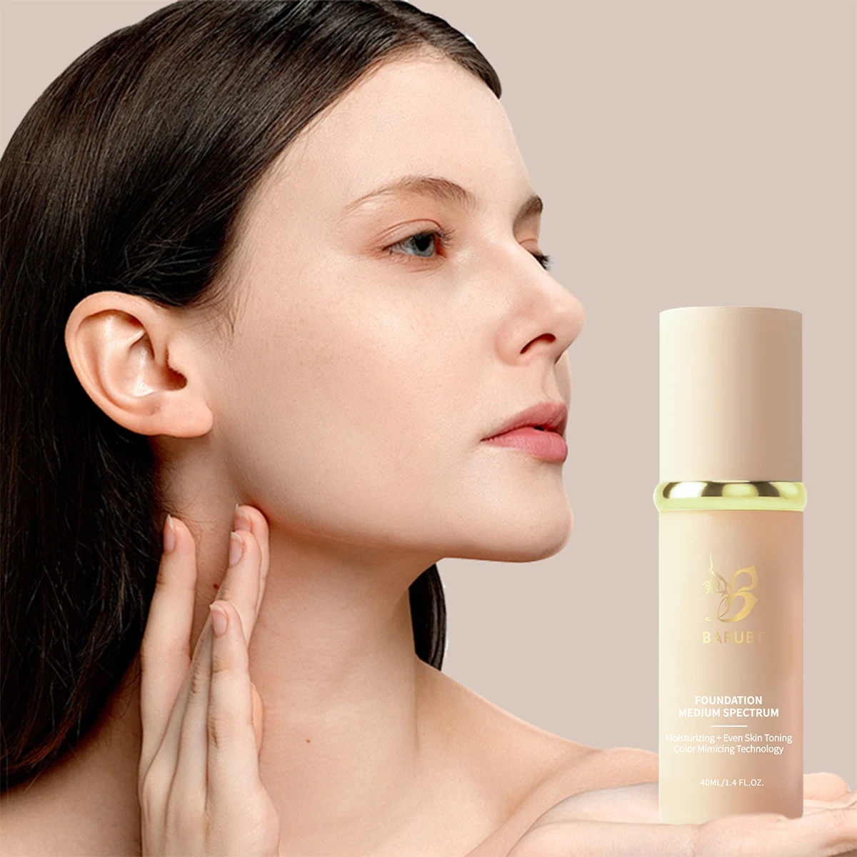 BARUBT 웜 스킨 메이크업 파운데이션 40ml 천연 경량 메이크업 페이셜 컨실러 파운데이션