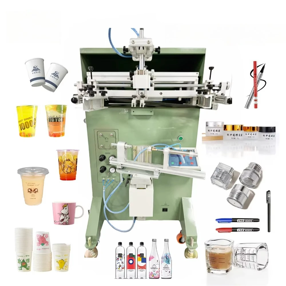 

Новая полуавтоматическая машина для трафаретной печати на стаканах, стеклянных бутылках и пластиковых тубах (2026 год) для кофе, воды и других продуктов