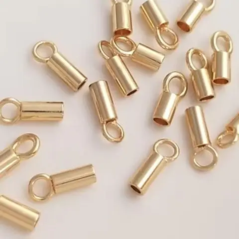 14K Wrapped Gold Chain Leather Rope Joint Sleeve Closing Buckle Positioning Tube Diy Manual Connection Accessories Material C043