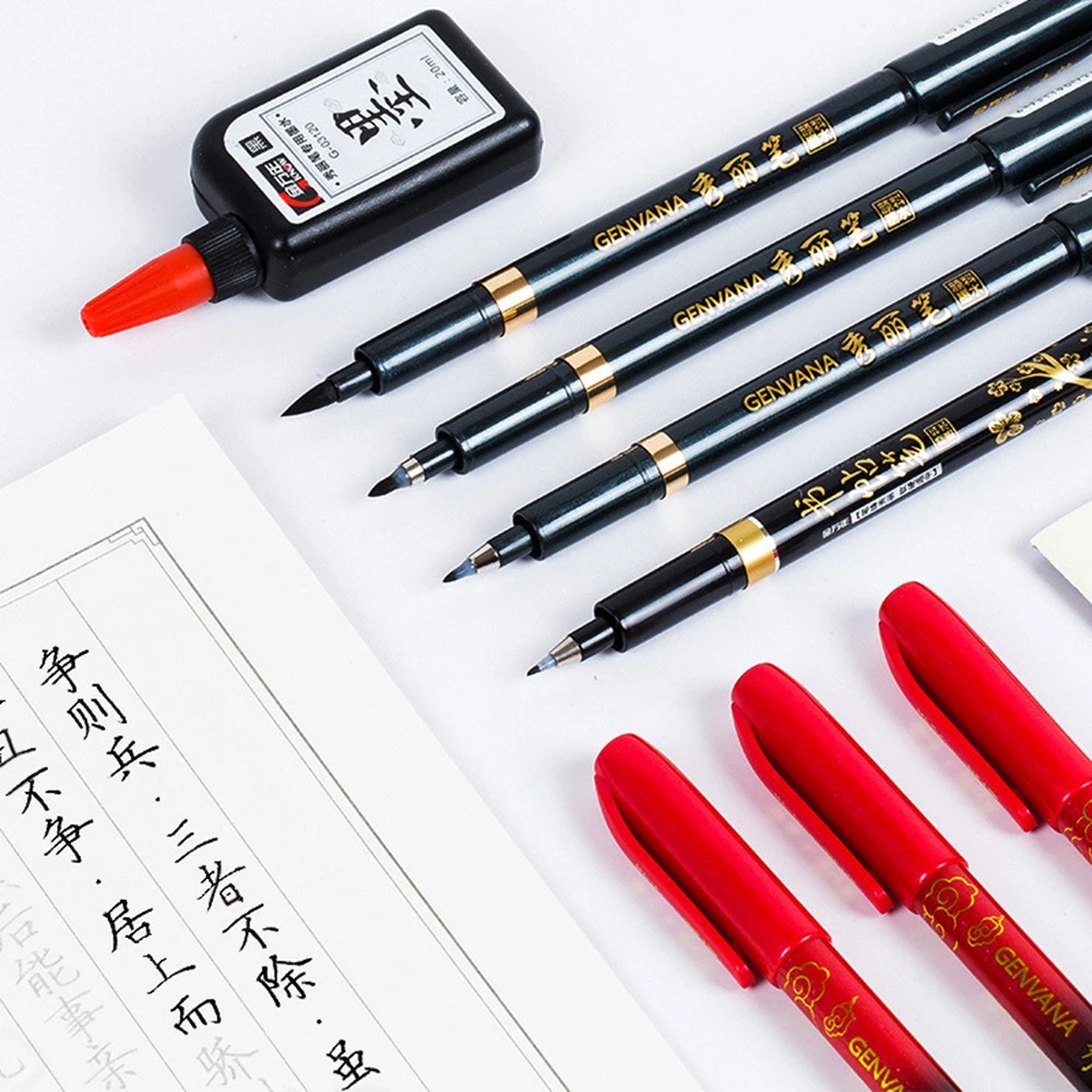 3 قطعة قلم الخط رسم قلم جميل فرشاة ناعمة ، الكتابة النقش بمناسبة اللوحة القلم ، قلم حبر أسود علامات فنية