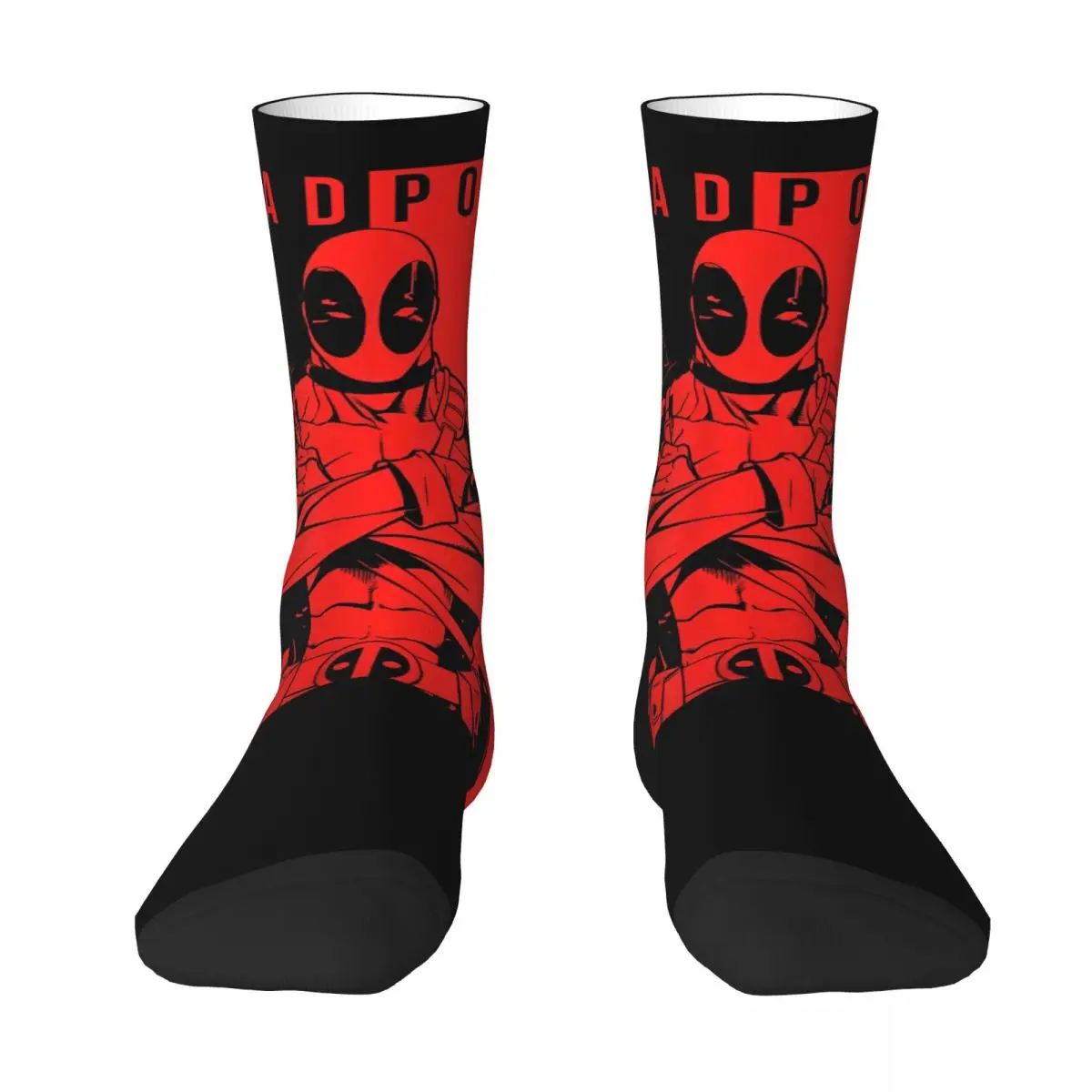 Winter Warm Retro Unisex Deadpool Two-Toned Portrait Socks Breathable Crew Socks