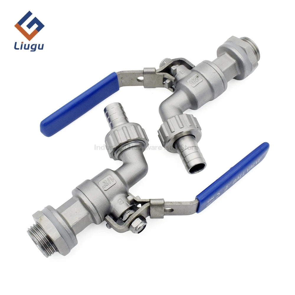 

Ball Valve Bibcock 304 Stainless Steel with Lever Handle 1/2 Inch Hose Barb Water Tap for Hot Water Boiler/Radiator/Drain/Garden