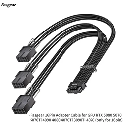 Fasgear Male to PCI-e 5.0 Female Sleeved Extension Cable 1ft 12VHPWR Compatible for RTX 3090Ti & 4000 Series & 5090 5080 5070Ti