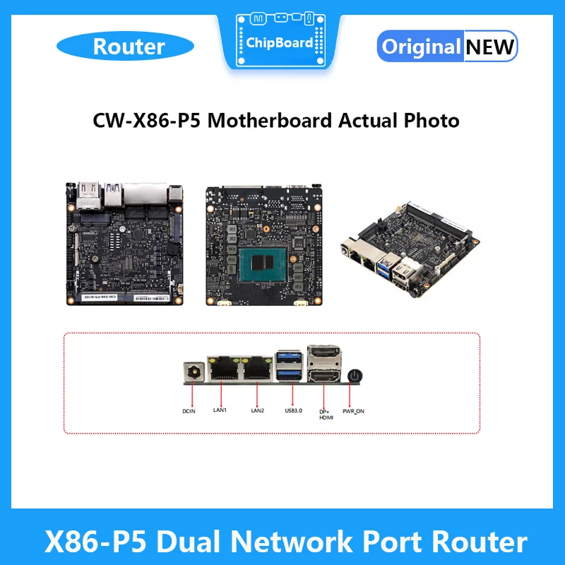 X86-P5 Roteador de rede dupla, minicomputador N100, 6W, suporte ao processador Intel Alder Lake-N