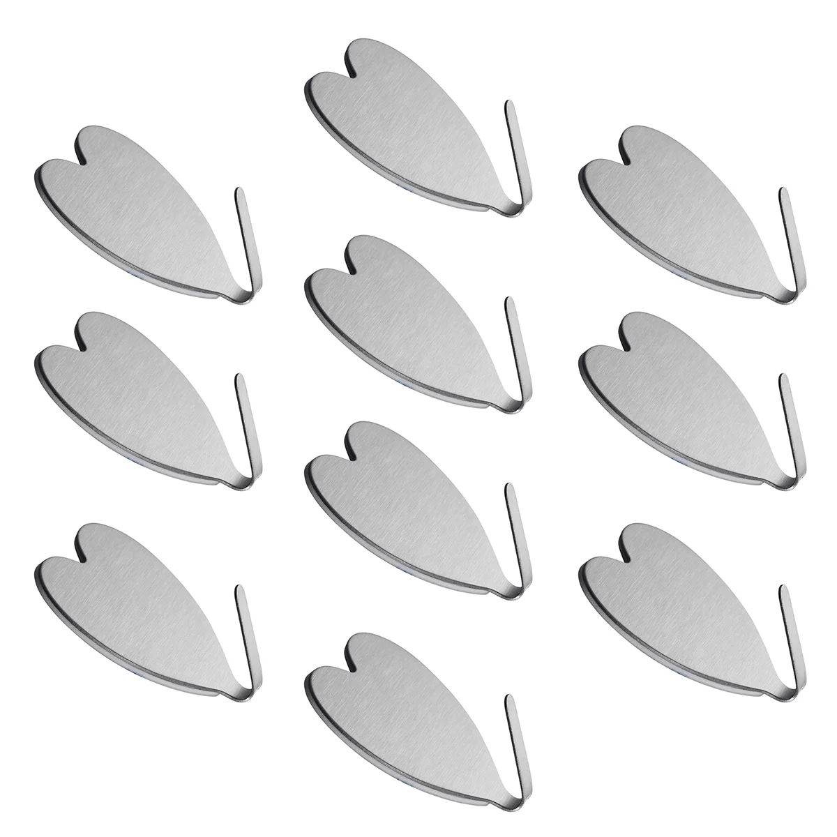 

10pcs Self Adhesive Hook Stainless Steel Heavy Duty Coat Towel Heart Shape Hook for Bathroom Kitchen Toilet (Silver)