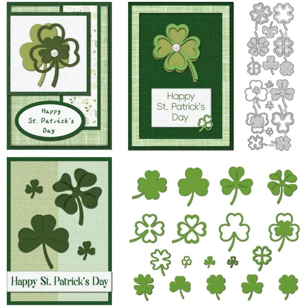 Lucky Clover Stanzformen, Karbonstahl, Stanzformen, Stanzformen, Pflanzen, Rahmen, Schablonen, Scrapbooking, Prägevorlage, Stanzformen