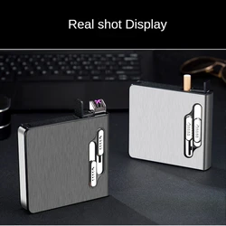 Large-Capacity Double Arc USB Lighter, Rechargeable Waterproof Cigarette Case, Smoking Accessories, Hold 20.12