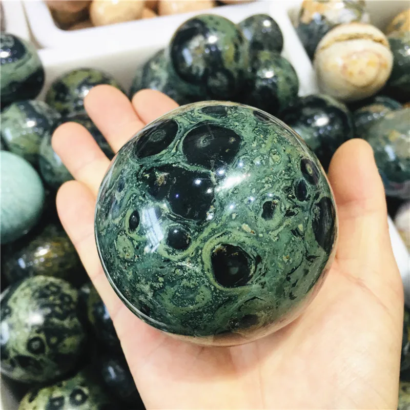 Natural Green Malachite Tangling Jade ball Original Stone Decoration