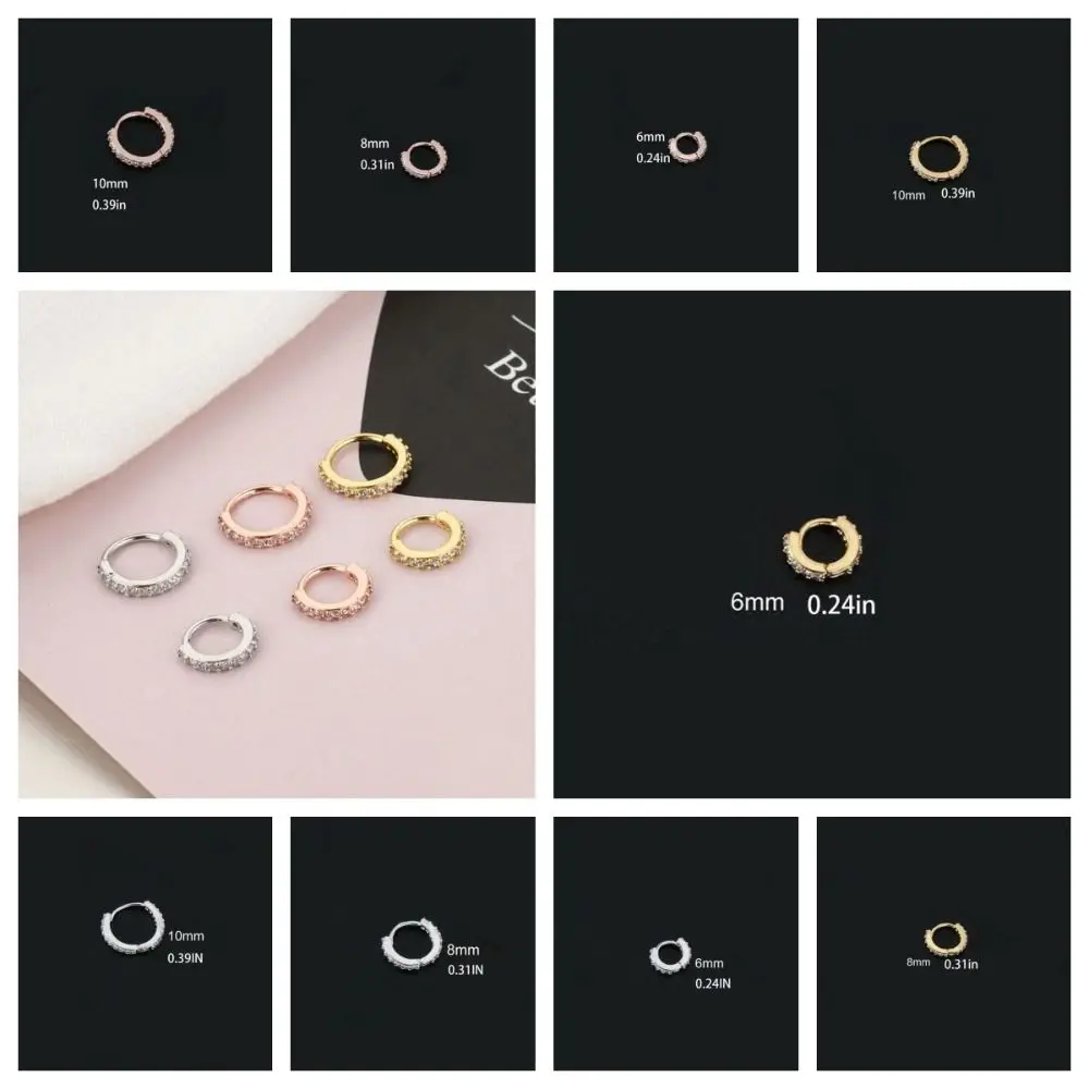 Europe and America Round Cubic Zircon Nose Ring Nose Septum Hypoallergenic Cartilage Helix Piercing Body Jewelry Women