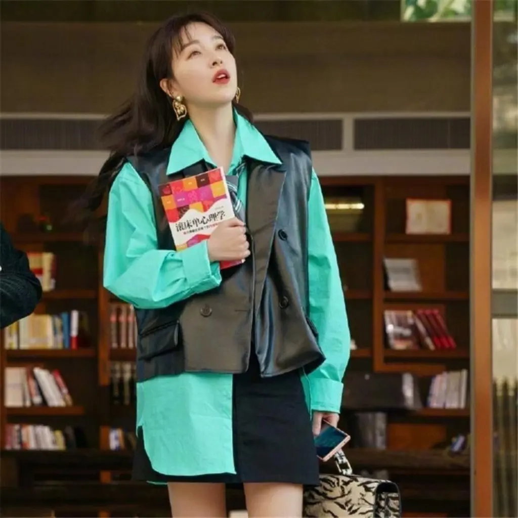 

Women's Leather Vest Sleeveless Jacket Coat Spring Autumn Fashionable Stackable Outerwear Stylish Instagram-Ready