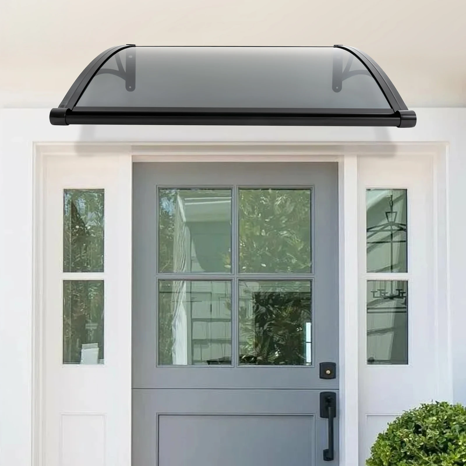 Clear PC Sun Rain Shelter Protection Snow Cover UV Protection W/Enlarged Sink Bracket for Front Door Porch Patio Roof Garage