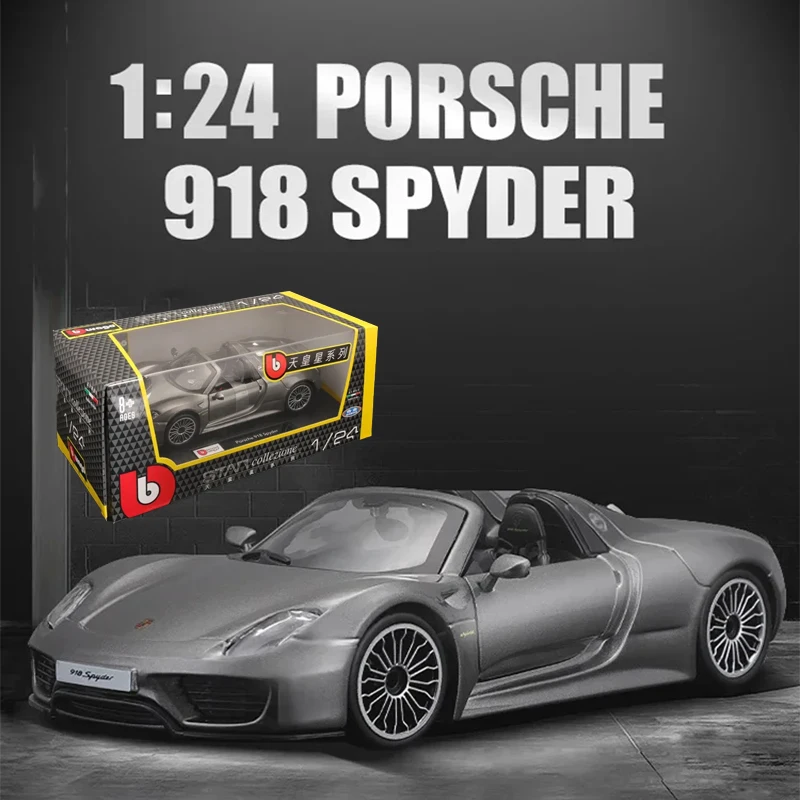 In Stock Bburago 1:24 Porsche 918 Spyder Alloy Miniature Diecast Model Porsche Convertible Sports Alloy Luxury Vehicle Toys Gift