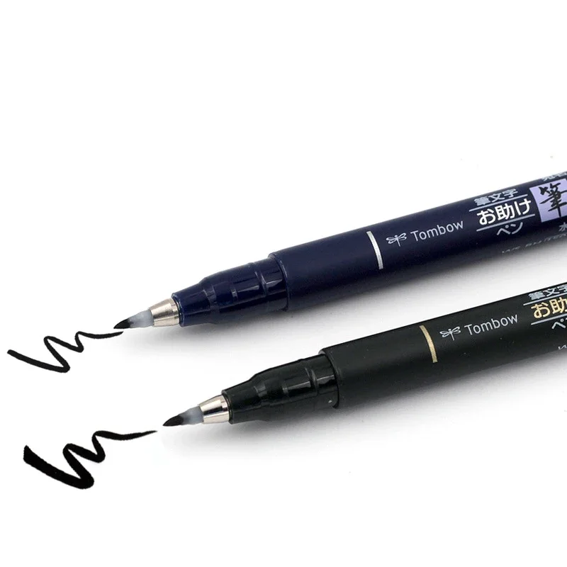 Fudenosuke Soft Brush Pen und Kunstmarker mit harter Spitze, schwarze Tinte für Kalligraphie-Übungszeichnungen, Skizzen-Schriftzugstifte – Detail 3