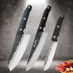 High Hardness Hand Forged Kitchen Chef Knife 5Cr15Mov Stainless Steel Meat Fish Fruit Vegetables Slice Butcher Cleaver BBQ Knife