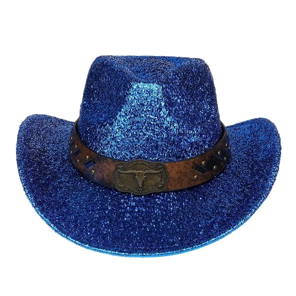 Funny Gold Halloween Hat Stage Western Denim Cowboy Hats Fancy Cowgirl Holiday Masquerade Cap