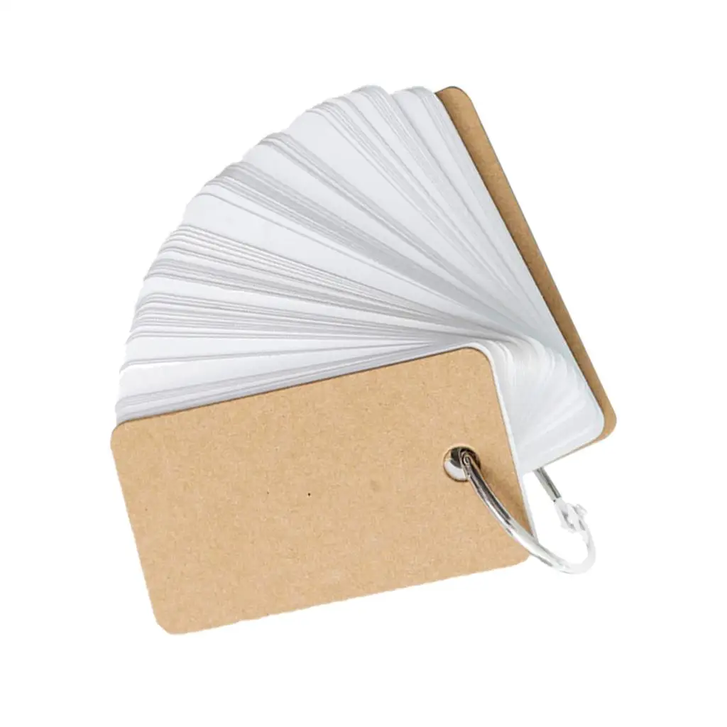 1 Piece (100 Sheets Per Piece) Blank Flash Cards With Rings Index