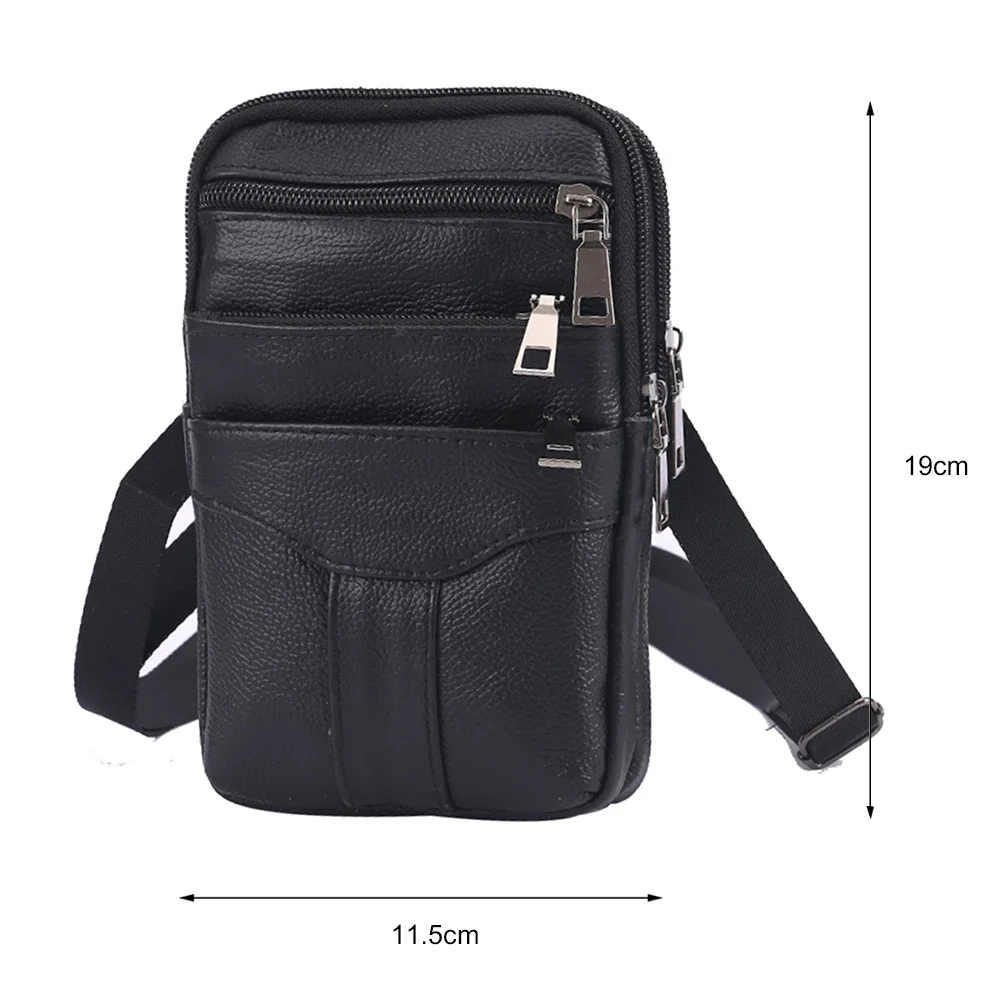 Men Leather Waist Bag Shoulder Crossbody Bags Retro Cowhide Pocket Mobile Phone Belt Bum Outdoor Case Pouch