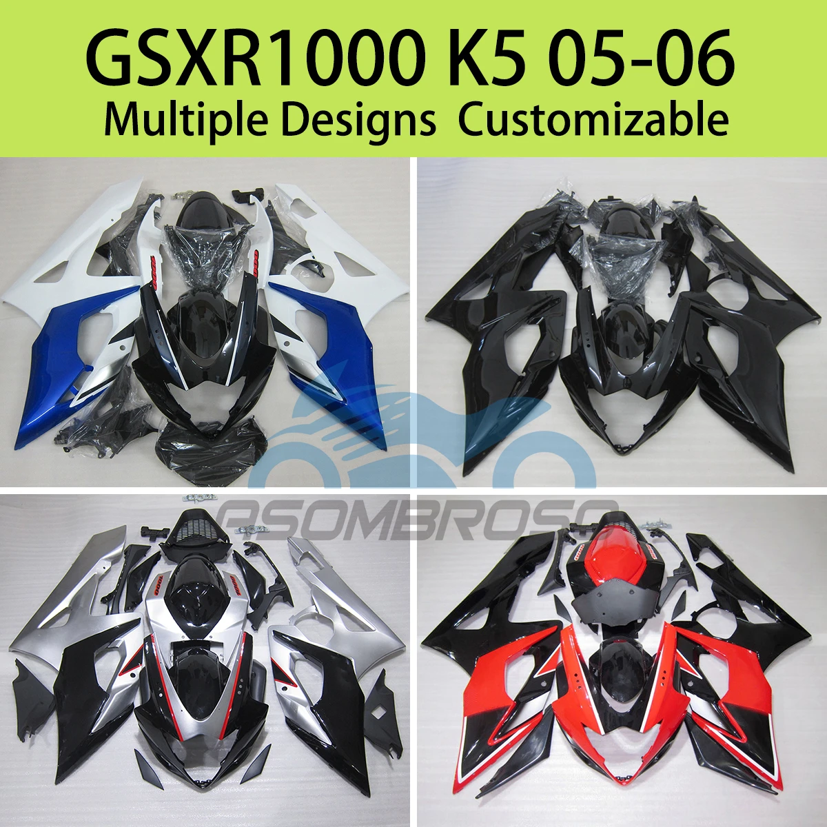 

GSXR1000 2005 2006, новый стильный комплект обтекателей для SUZUKI GSXR 1000 K5 05 06, настраиваемые аксессуары для мотоциклов, обтекатели