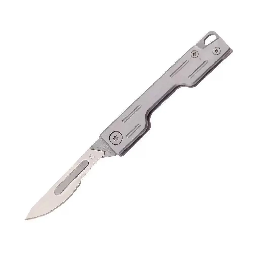 Edelstahl Schnellöffner Skalpell MINI Flaschenöffner Klappmesser Outdoor Survival Camping Tragbares EDC-Werkzeug mit Austauschbarer Klinge