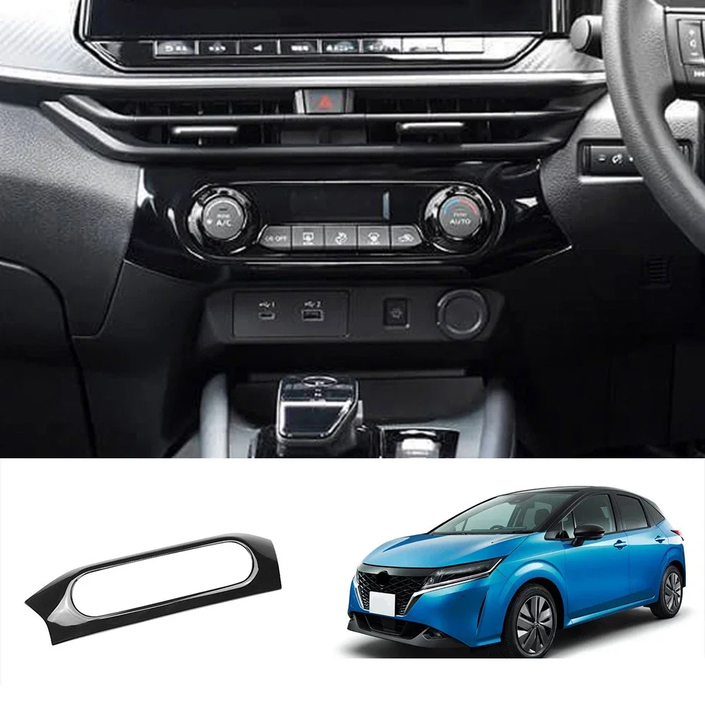 RHD For Nissan NOTE E13 2020-2023 ABS Carbon Fiber Center Air Conditioning Switch Cover Trim Strips Car Styling Accessories