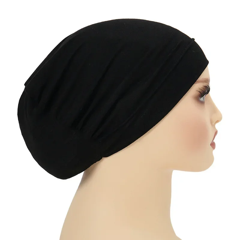 New Soft Cotton Muslim Stretch Turban Hat Inner Hijab Caps Islamic Underscarf Bonnet Hats Female Beanie Headwrap Turbante Mujer