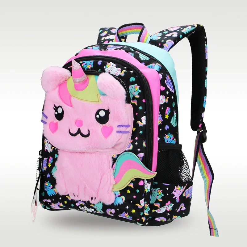 Australian original Smiggle hot-selling children's schoolbag girl cute black pink cat backpack kindergarten 14 inches