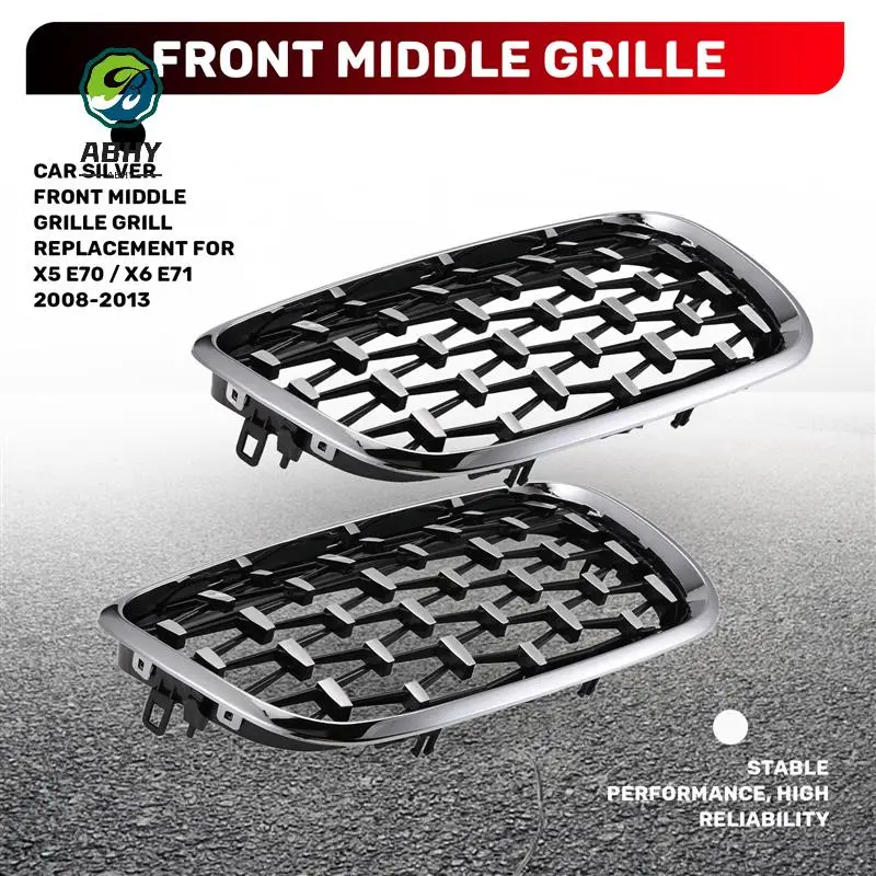 

ABHY-Car Silver Front Middle Grille Grill Replacement For BMW X5 E70 / X6 E71 2008-2013