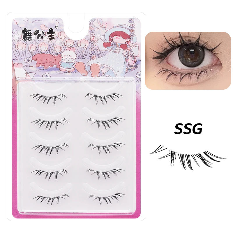 Großhandel 5 Paar natürliche falsche Wimpern, handgefertigt, sauberes Band, Vollstreifen-Kunsthaar-Wimpern für Make-up – Detail 12