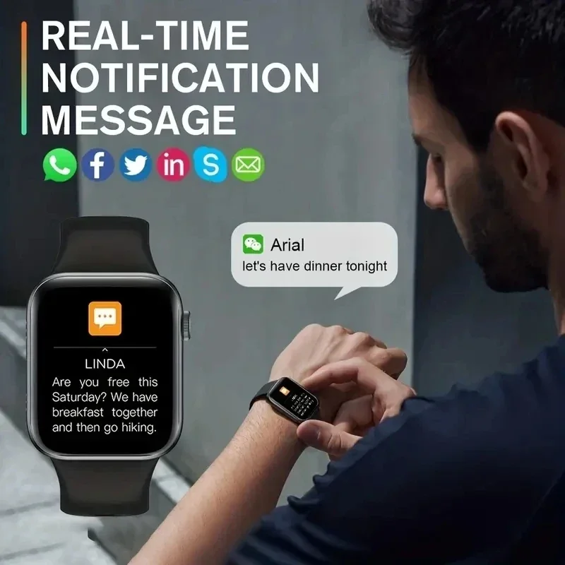 2025 ساعة ذكية رياضية للرجال والنساء أندرويد IOS الهاتف 1.73 "شاشة بلوتوث الرد على المكالمات معدل ضربات القلب جهاز تعقب للياقة البدنية الساعات