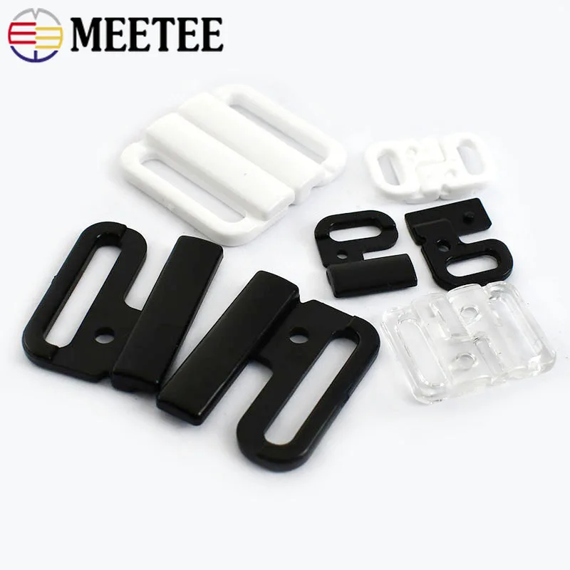 20/50Sets Meetee 10/15/20/25mm Plastic Bikini Buckle Bra Strap Adjuster Clasp Swimwear Closure Buttons Underwear  Snap Hook