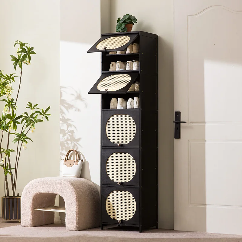Household door narrow small shoe rack single door corridor entry shoe cabinet new 2025 explosion storage multi-layer