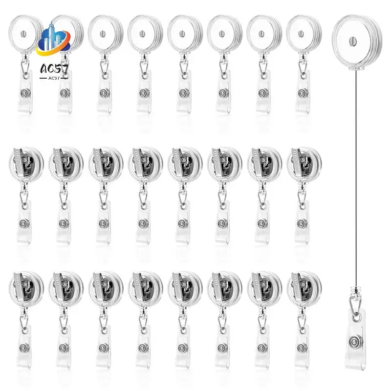 

AC57-25Pcs Retractable Badge Reels Badge Reel Clips Badge Holders With Swivel Alligator Clip Retractable ID Name Card Holders