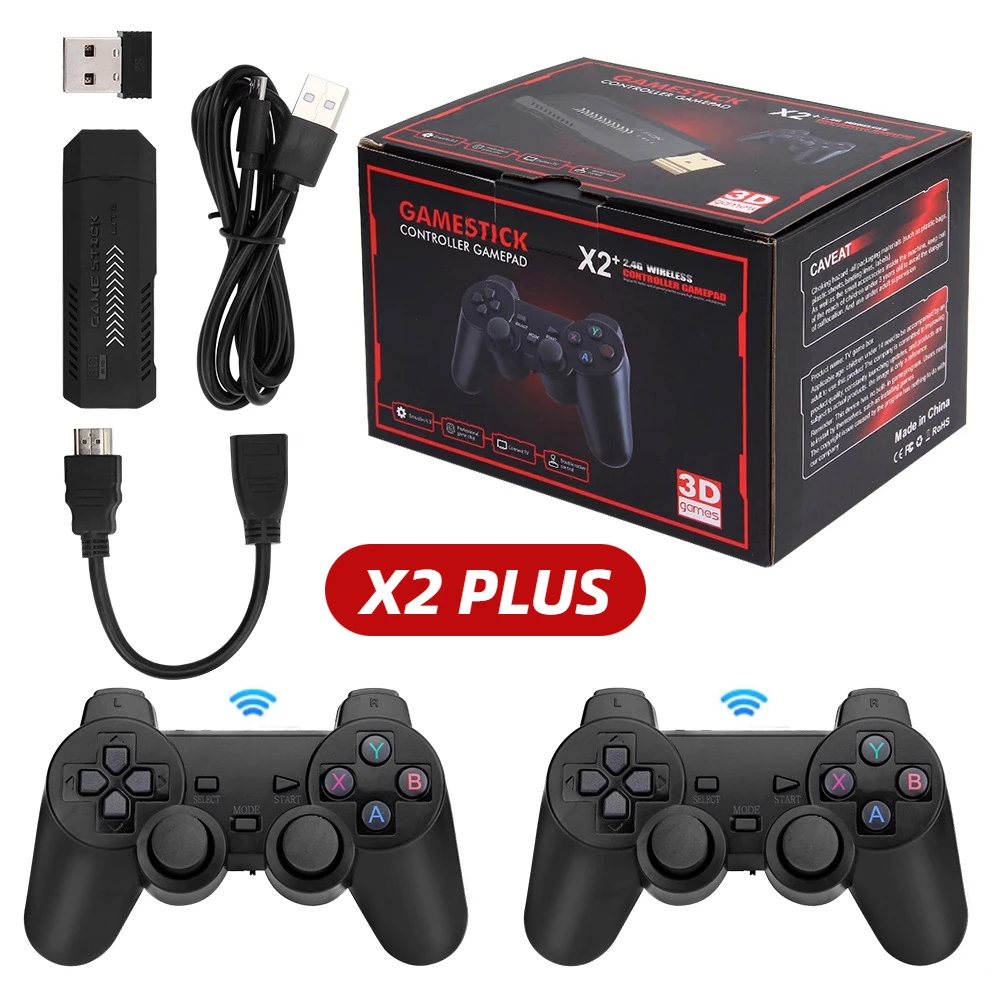 X2 Plus 128G 40000 Game GD10 Pro 4K Game Stick 3D HD Retro Video Game Console Wireless Controller TV 50 Emulator For PS1/N64/DC