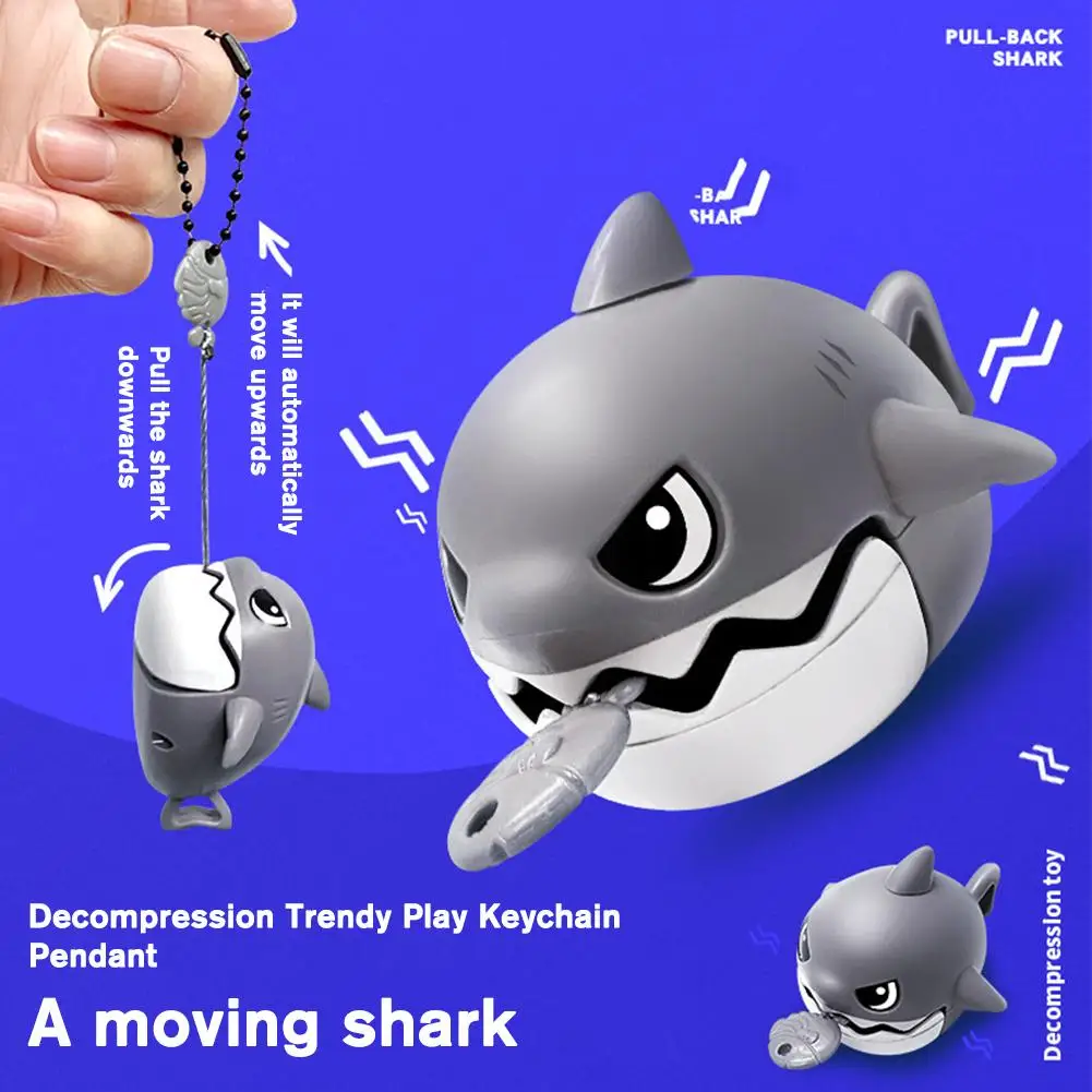 Pull Rope Megalodon Hungry Shark Car Keychain Cute Big Fish Eats Small Fish Keychain Pendant Key Accessories image 4