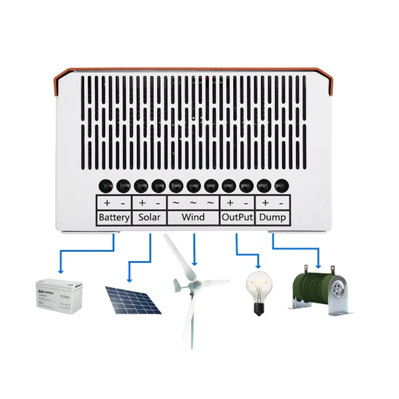 Hybride Controller 6000W Auto Boost Charger Windturbine Generator Zonnepaneel Met Dump Load Hybride Systeem Thuisgebruik